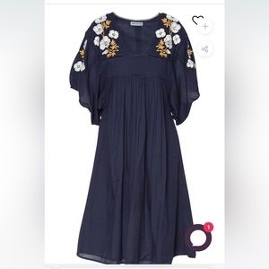 EUC St ROCHE // Lake Dress // Embroidered Navy // Medium